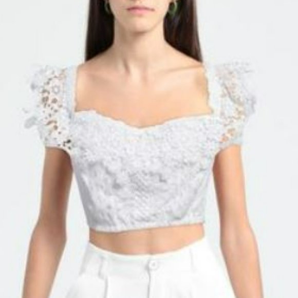 *DESIGNER* NWT Temptation Positano Recife crop top - white / lace (Size: M) - Picture 2 of 4